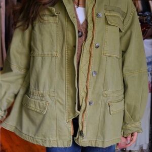 FREE PEOPLE Jacket Seize the Day Army Green Oversize 100% Cotton $168 Retail